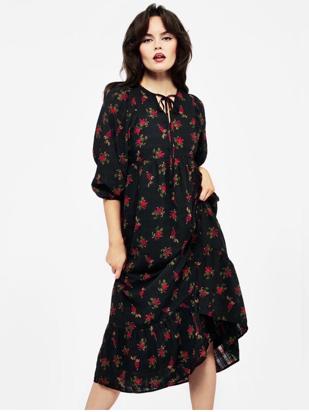 Disturbia | Darcey Floral Print Chiffon Midaxi Dress - Picture 3 of 4
